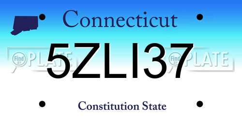 5ZLI37 Connecticut License Plate