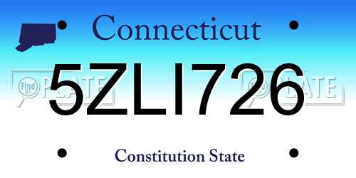 5ZLI726 Connecticut License Plate