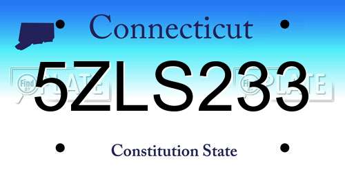 5ZLS233 Connecticut License Plate