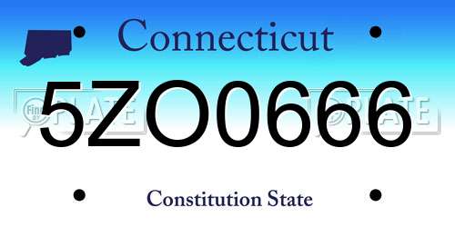 5ZO0666 Connecticut License Plate