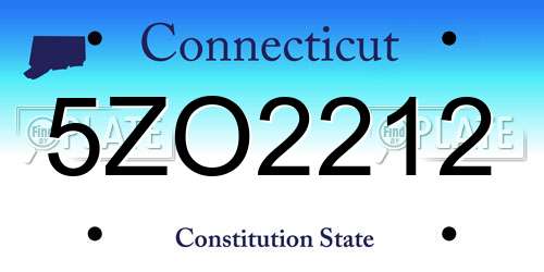 5ZO2212 Connecticut License Plate