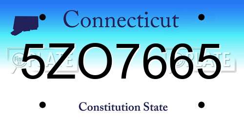 5ZO7665 Connecticut License Plate