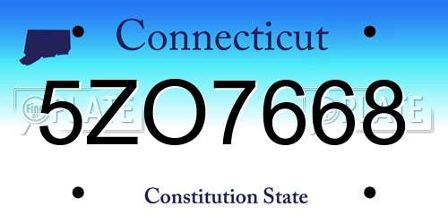 5ZO7668 Connecticut License Plate