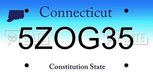 5ZOG35 Connecticut License Plate