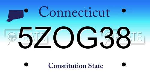 5ZOG38 Connecticut License Plate