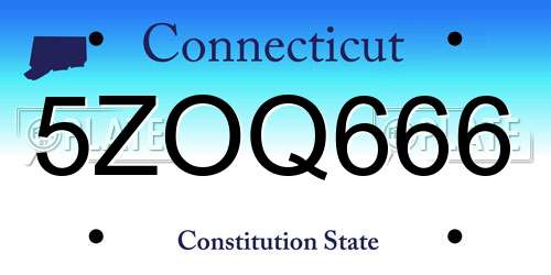 5ZOQ666 Connecticut License Plate