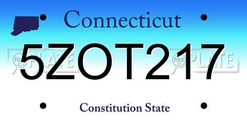 5ZOT217 Connecticut License Plate