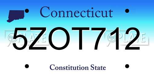 5ZOT712 Connecticut License Plate