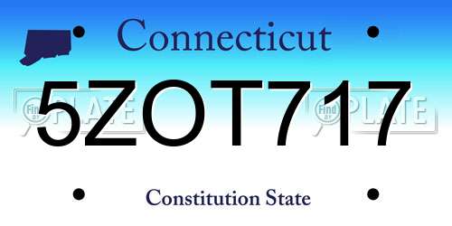 5ZOT717 Connecticut License Plate