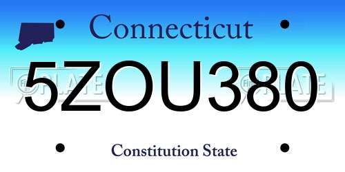 5ZOU380 Connecticut License Plate