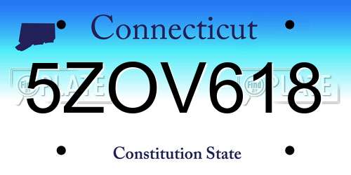 5ZOV618 Connecticut License Plate