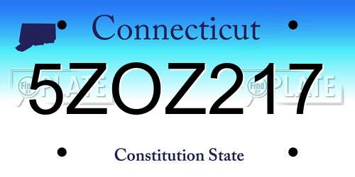 5ZOZ217 Connecticut License Plate