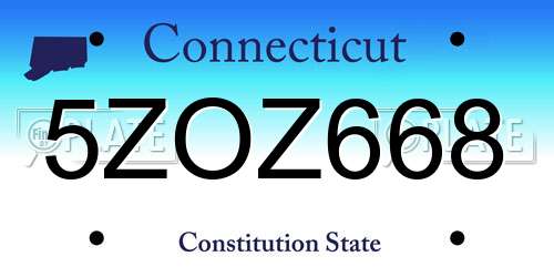 5ZOZ668 Connecticut License Plate