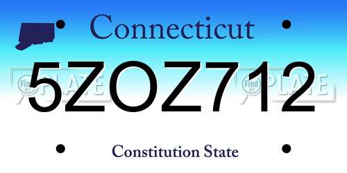 5ZOZ712 Connecticut License Plate