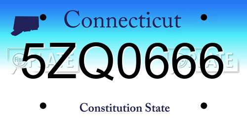 5ZQ0666 Connecticut License Plate