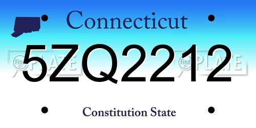 5ZQ2212 Connecticut License Plate