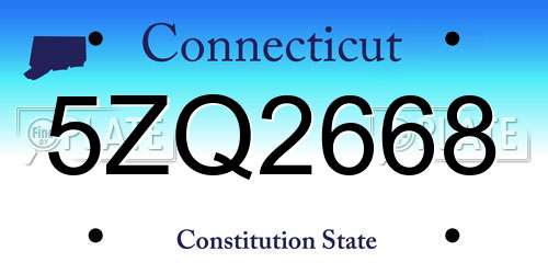 5ZQ2668 Connecticut License Plate