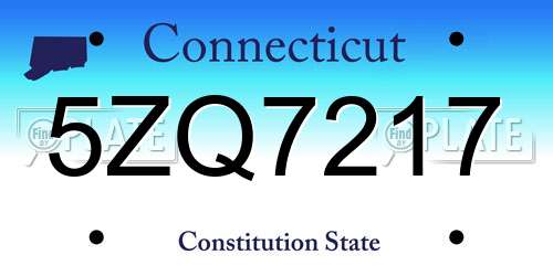 5ZQ7217 Connecticut License Plate