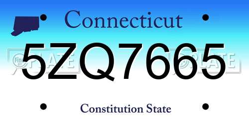 5ZQ7665 Connecticut License Plate