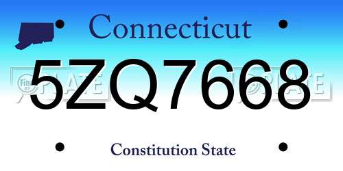5ZQ7668 Connecticut License Plate