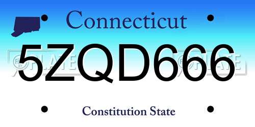 5ZQD666 Connecticut License Plate