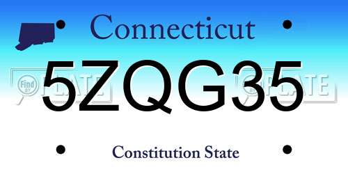 5ZQG35 Connecticut License Plate