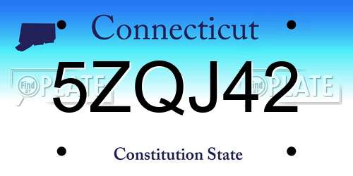 5ZQJ42 Connecticut License Plate
