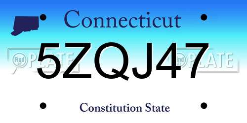 5ZQJ47 Connecticut License Plate