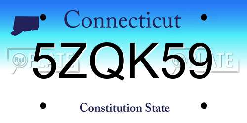 5ZQK59 Connecticut License Plate