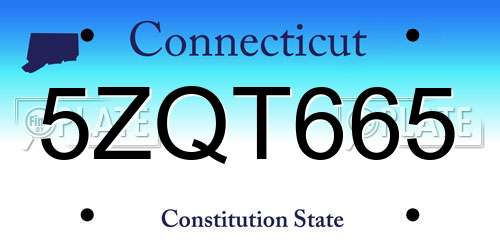 5ZQT665 Connecticut License Plate