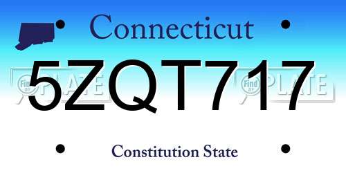 5ZQT717 Connecticut License Plate