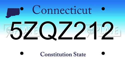 5ZQZ212 Connecticut License Plate