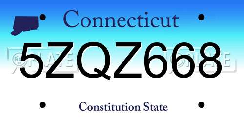 5ZQZ668 Connecticut License Plate