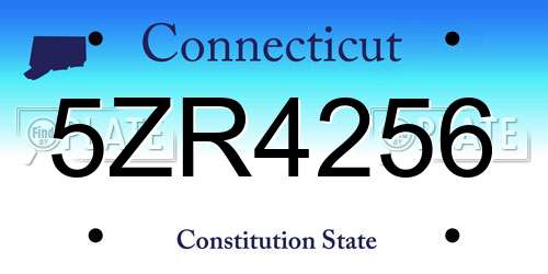 5ZR4256 Connecticut License Plate