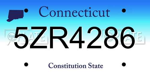 5ZR4286 Connecticut License Plate