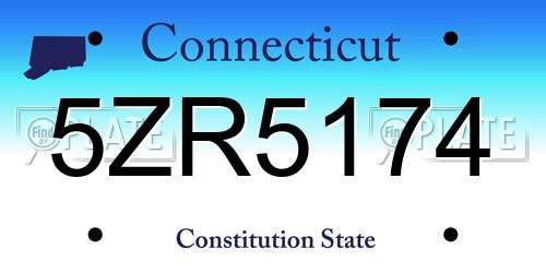 5ZR5174 Connecticut License Plate