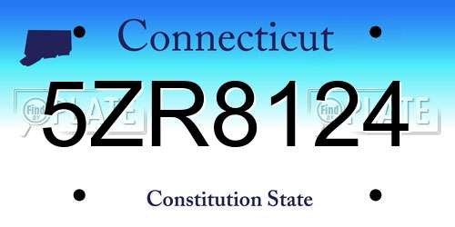 5ZR8124 Connecticut License Plate
