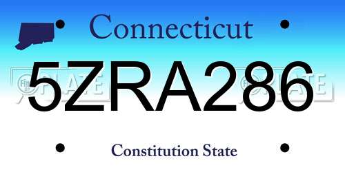 5ZRA286 Connecticut License Plate