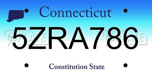 5ZRA786 Connecticut License Plate