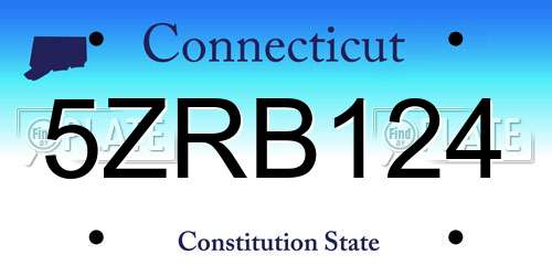 5ZRB124 Connecticut License Plate