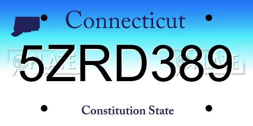 5ZRD389 Connecticut License Plate
