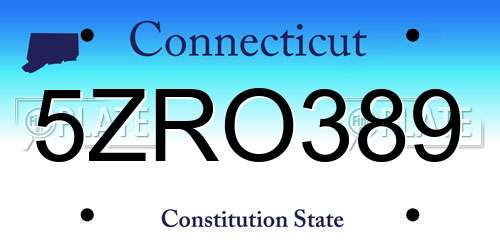 5ZRO389 Connecticut License Plate