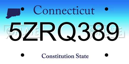 5ZRQ389 Connecticut License Plate