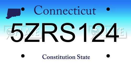 5ZRS124 Connecticut License Plate