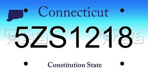5ZS1218 Connecticut License Plate