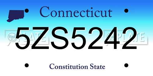 5ZS5242 Connecticut License Plate