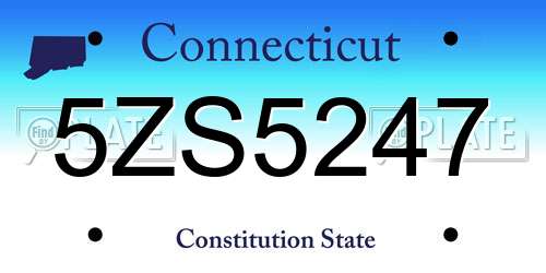 5ZS5247 Connecticut License Plate