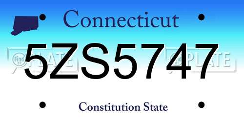 5ZS5747 Connecticut License Plate