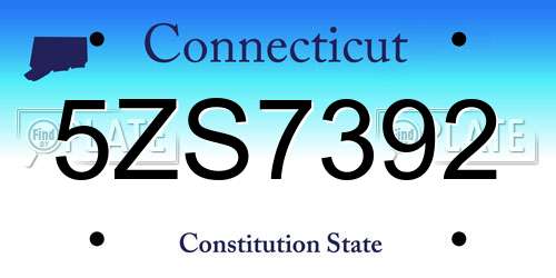 5ZS7392 Connecticut License Plate