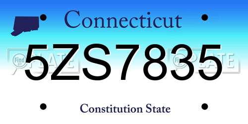5ZS7835 Connecticut License Plate